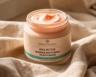 Barrier Restore moisturizer jar on linen fabric