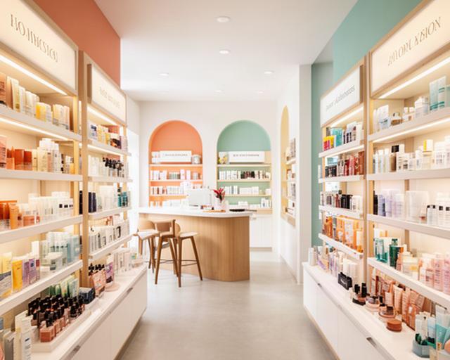 Interior of The Azure Albatross Complexion store at 6604 Frontier Drive Springfield with skincare and makeup displays